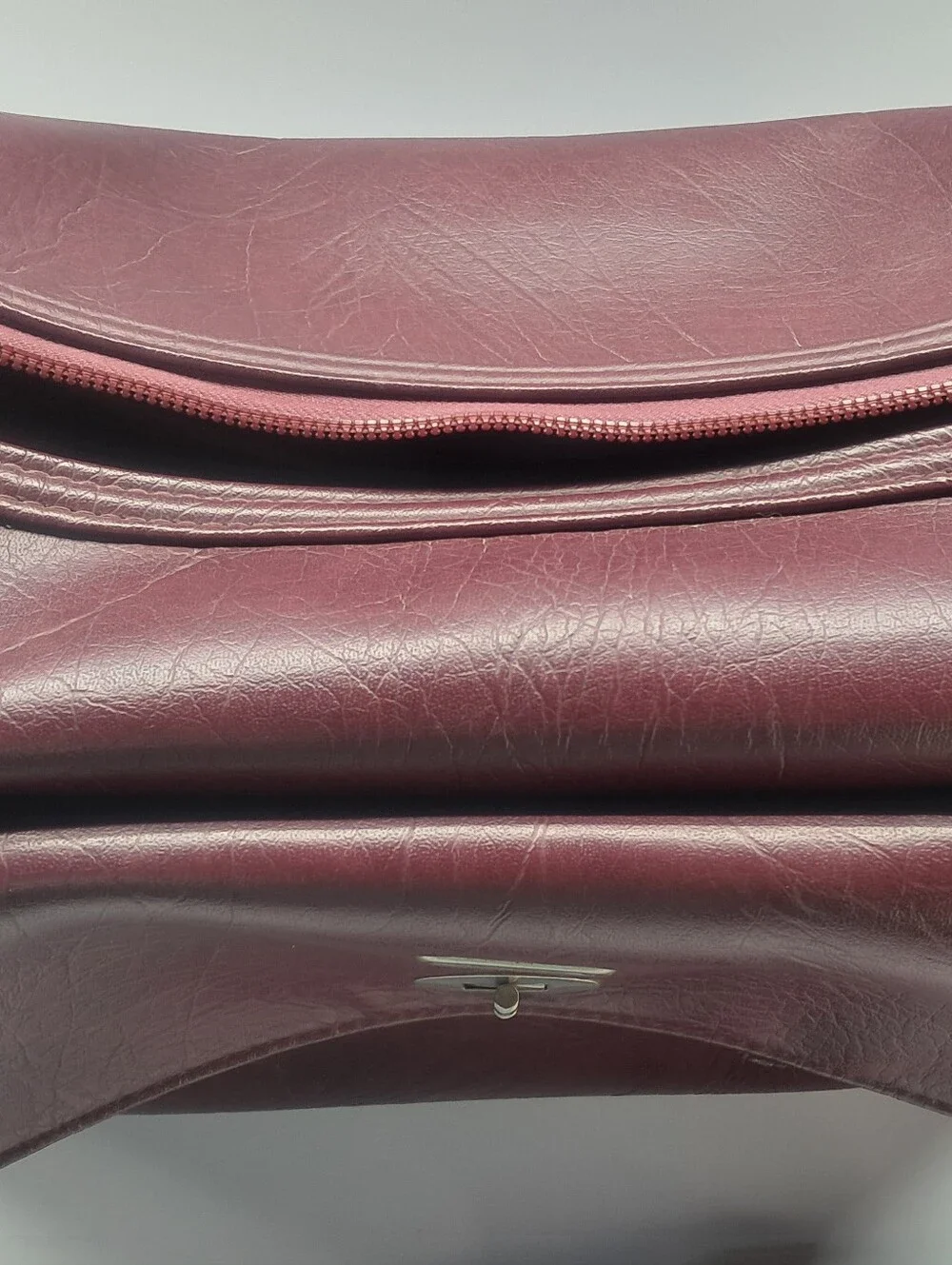 Vintage 1980s Samsonite Burgundy Leather Briefcase Flapover Attache Mexico